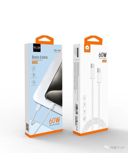 Кабель USB-C WUW X200 USB-C - Type-C 60W PD ТКАНИНА Білий