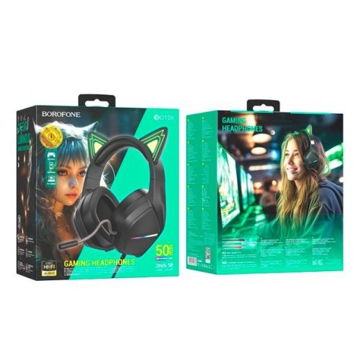Дротова комп'ютерна гарнiтура BOROFONE BO106 CAT з вушками