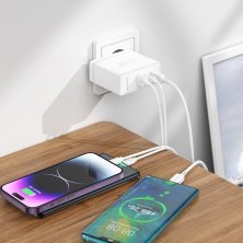 Мережевий зарядний пристрій BOROFONE BN11 100W PD Type-C*2 + USB QC3.0
