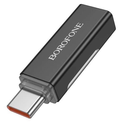 Перехідник BOROFONE BV25 з Type-C мама на Type-C папа, 100W, дісплей, чорний