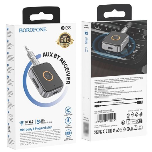 Bluetooth-аудіоадаптер BOROFONE BC55 Suave, чорний