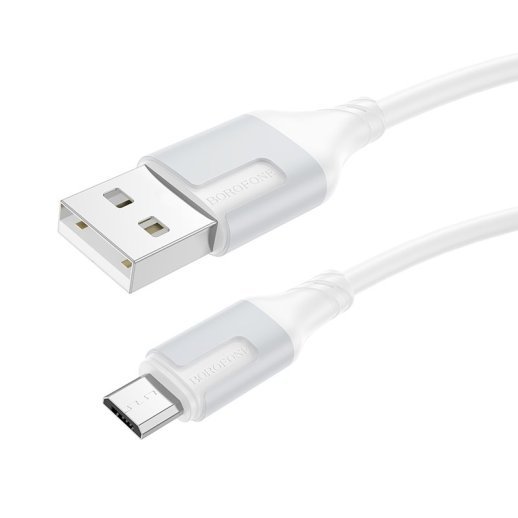 USB кабель BOROFONE BX101 USB - micro, 2.4A, 1 метр, білий