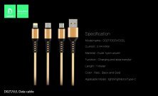 Кабель USB Denmen D02T USB - Type-C (2,4A) ТКАНИНОВА ОПЛЕТКА
