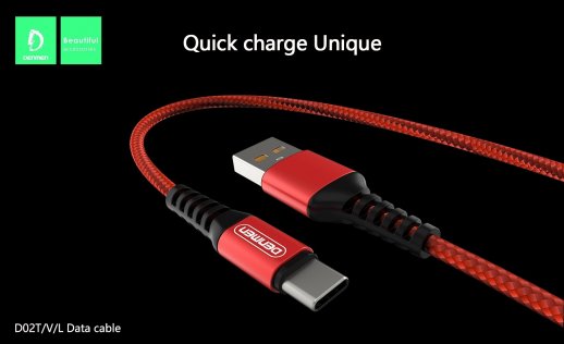 Кабель USB Denmen D02T USB - Type-C (2,4A) ТКАНИНОВА ОПЛЕТКА