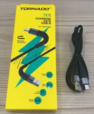 USB Cable TORNADO TX15 Тканевая Оплётка Lightning 2.4A/1m Чёрный