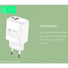 Мережевий зарядний пристрій DENMEN DC23 TYPE-C + USB