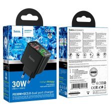Мережевий зарядний пристрій HOCO CS42A TYPE-C PD 30W + USB QC 3.0, чорний