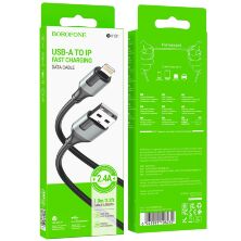 USB кабель BOROFONE BX101 USB - Lightning, 2.4A, 1 метр, чорний