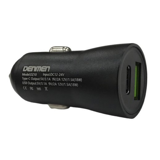 Автомобільний зарядний пристрій DENMEN DZ10 3.1A 2 PORT 18W, QC3.0+PD