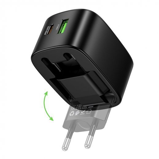 Мережевий зарядний пристрій HOCO CS102A TYPE-C PD 30W / USB QC 3.0, чорний