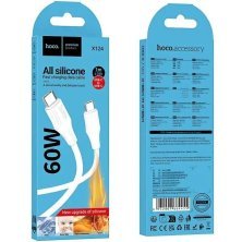 USB-C кабель HOCO X124 Silicone Type-C to Type-C 60W, білий