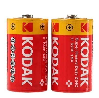 Батарейка сольова KODAK SUPER HEAVY DUTY R20P 1.5V, 2 штуки