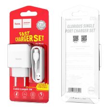 СЗУ HOCO C72A (1USB/2.1A) + USB - MicroUSB (30pc) (белый)