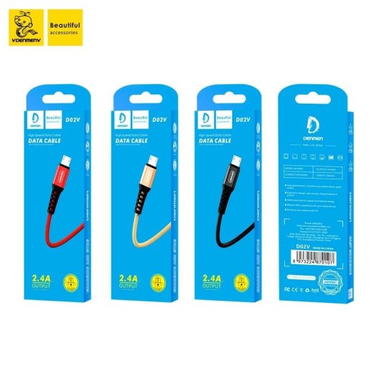 Кабель USB Denmen D02V USB - micro USB ТКАНИНОВА ОПЛЕТКА