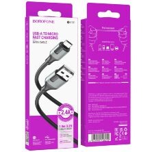 USB кабель BOROFONE BX101 USB - micro, 2.4A, 1 метр, чорний