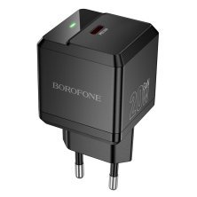 Мережевий зарядний пристрій BOROFONE BN18 Intenso Type-C PD 20W, чорний