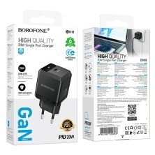 Мережевий зарядний пристрій BOROFONE BN18 Intenso Type-C PD 20W, чорний