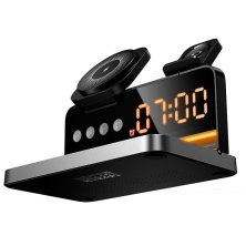 Беспроводное зарядное устройство HOCO DWQ03 4in1 с будильником (черный)