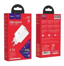 Мережевий зарядний пристрій HOCO C80A Rapido TYPE-C PD 20W + USB QC 3.0, БІЛИЙ