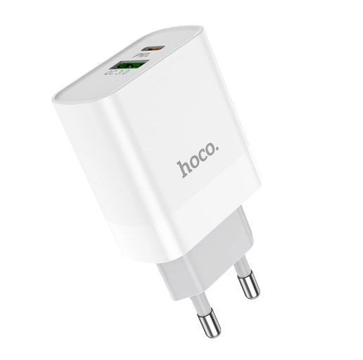 Мережевий зарядний пристрій HOCO C80A Rapido TYPE-C PD 20W + USB QC 3.0, БІЛИЙ