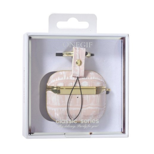 Чехол Onegif Leather Croco для AirPods 3 Pink