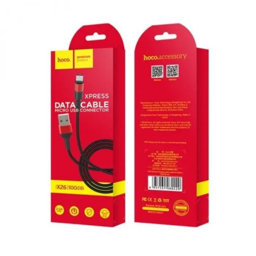 USB кабель HOCO X26 USB  -  Type-C, 1 м, кабель для зарядки і передачі даних, чорно-золотий
