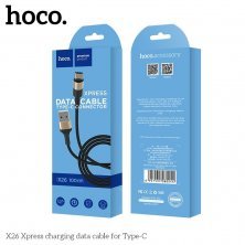 USB кабель HOCO X26 USB  -  Type-C, 1 м, кабель для зарядки і передачі даних, чорно-золотий