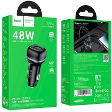 Автомобільний зарядний пристрій HOCO Z58A Type-C PD 30W + USB QC3.0, чорний