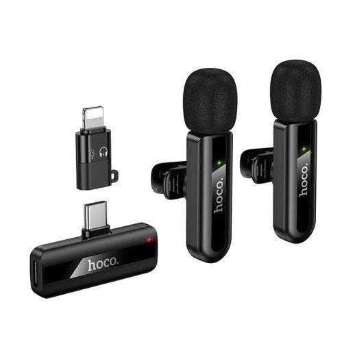 Бездротовий петличний мікрофон HOCO L20A Fair dual-mic Lightning / TYPE-C