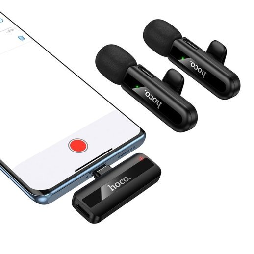 Бездротовий петличний мікрофон HOCO L20A Fair dual-mic Lightning / TYPE-C