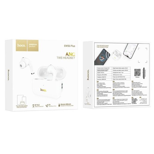 Беспроводные наушники HOCO EW56 Plus Generoso true wireless ANC noise reduction, белый