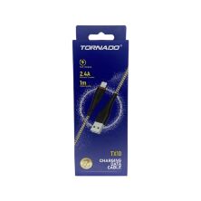 USB Cable TORNADO TX10 Тканевая Оплётка Lightning 2.4A/1m Чёрный