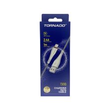 USB Cable TORNADO TX10 Тканевая Оплётка Lightning 2.4A/1m Чёрный