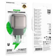 Мережевий зарядний пристрій BOROFONE BAS53A TYPE-C PD 20W, чорний