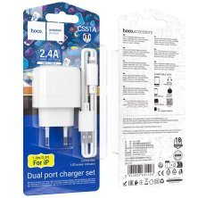 Мережевий зарядний пристрій HOCO CS51A 2USB 2.4A + кабель USB - LIGHTNING, білий