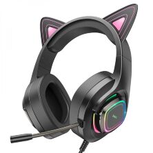 Дротова комп'ютерна гарнiтура HOCO W107 PHANTOM CAT, чорний