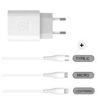Мережевий зарядний пристрій WUW T48 2.4A + USB Lightning БІЛИЙ (48)