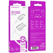 USB кабель BOROFONE BX101 USB - micro, 2.4A, 1 метр, білий