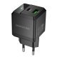 Мережевий зарядний пристрій BOROFONE BN19 Intenso PD 20W + QC 3.0 (USB-C + USB-A), чорний