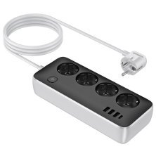 Мережевий подовжувач HOCO AC21 (3×USB / 1×Type-C / 4×Socket), 1,5 м, чорний