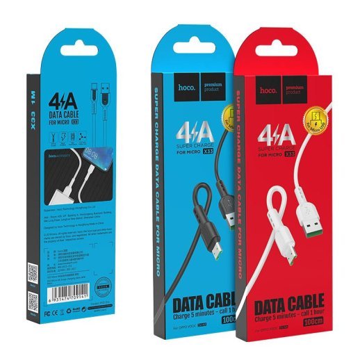 USB кабель HOCO X33 4A USB - micro USB 1M ЧОРНИЙ