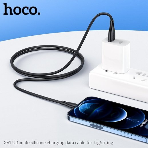 USB кабель HOCO X61 USB - Lightning Silicone 2.4A 1 метр, чорний