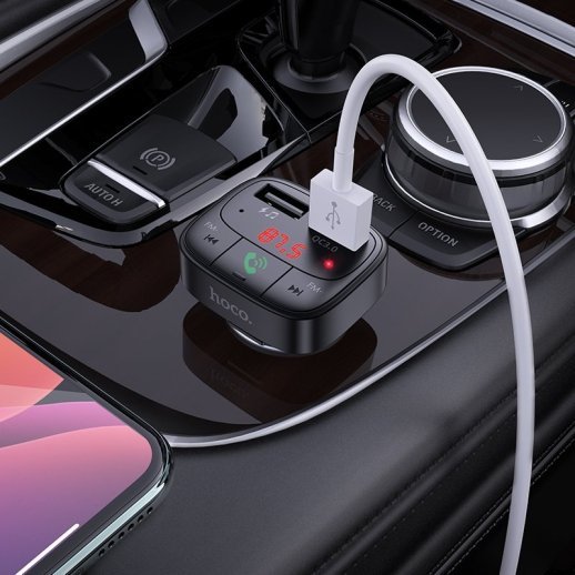 FM трансмітер HOCO E59 Bluetooth з швидкою зарядкою USB QC 3.0 18W + USB FLASH з гучним зв'язком
