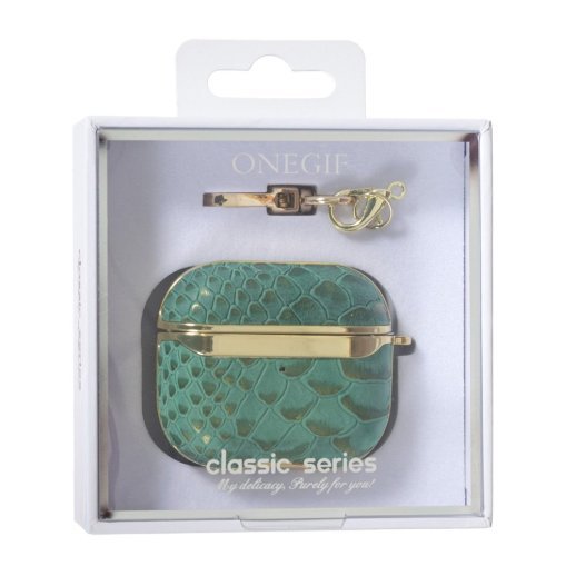 Чехол Onegif Leather Snake для AirPods 3 Green