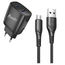 Мережевий Зарядний Пристрій Avantis A811 2USB Micro Black
