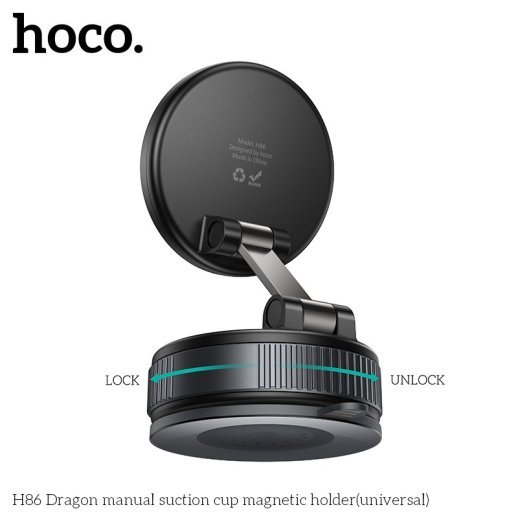 Автомобільний магнітний тримач HOCO H86 Dragon з вакуумною присоскою, чорний