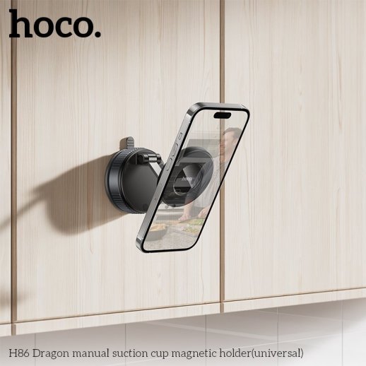Автомобільний магнітний тримач HOCO H86 Dragon з вакуумною присоскою, чорний