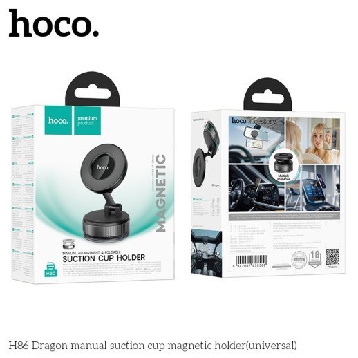Автомобільний магнітний тримач HOCO H86 Dragon з вакуумною присоскою, чорний