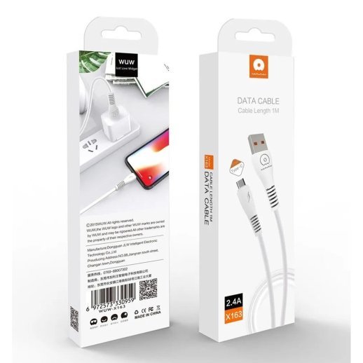 Кабель USB WUW X163 USB - Lightning 2,4A 1М БІЛИЙ (70)