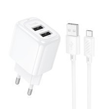 Мережевий зарядний пристрій HOCO CS51A 2USB 2.4A + кабель USB - MICRO, білий